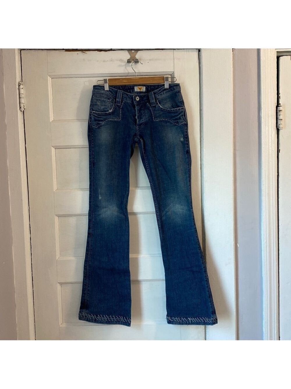 Vintage Antik Denim Low Rise Emboidery Flare Jeans, Size 28